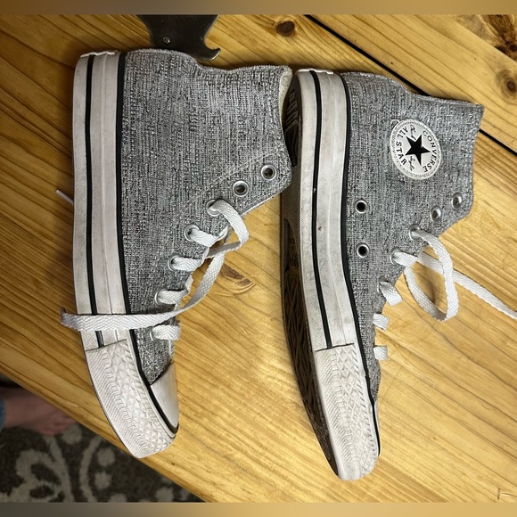 Converse silver sparkle knit high tops. Chuck Taylor All Stars #23 - Picture 6 of 9